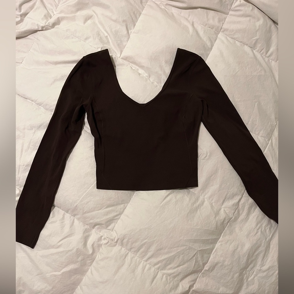 Lululemon Brown Long Sleeve active Crop top